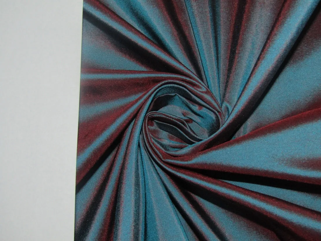 100% Silk taffeta fabric bright blue x wine iridescent 54" wide TAF192[2]