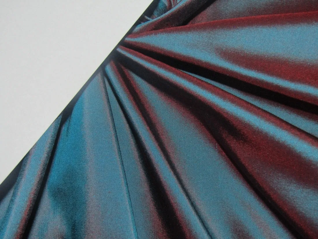 100% Silk taffeta fabric bright blue x wine iridescent 54" wide TAF192[2]