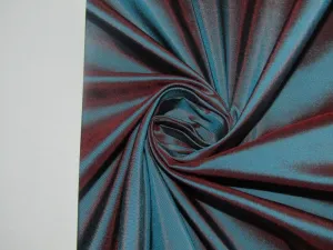 100% Silk taffeta fabric bright blue x wine iridescent 54" wide TAF192[2]