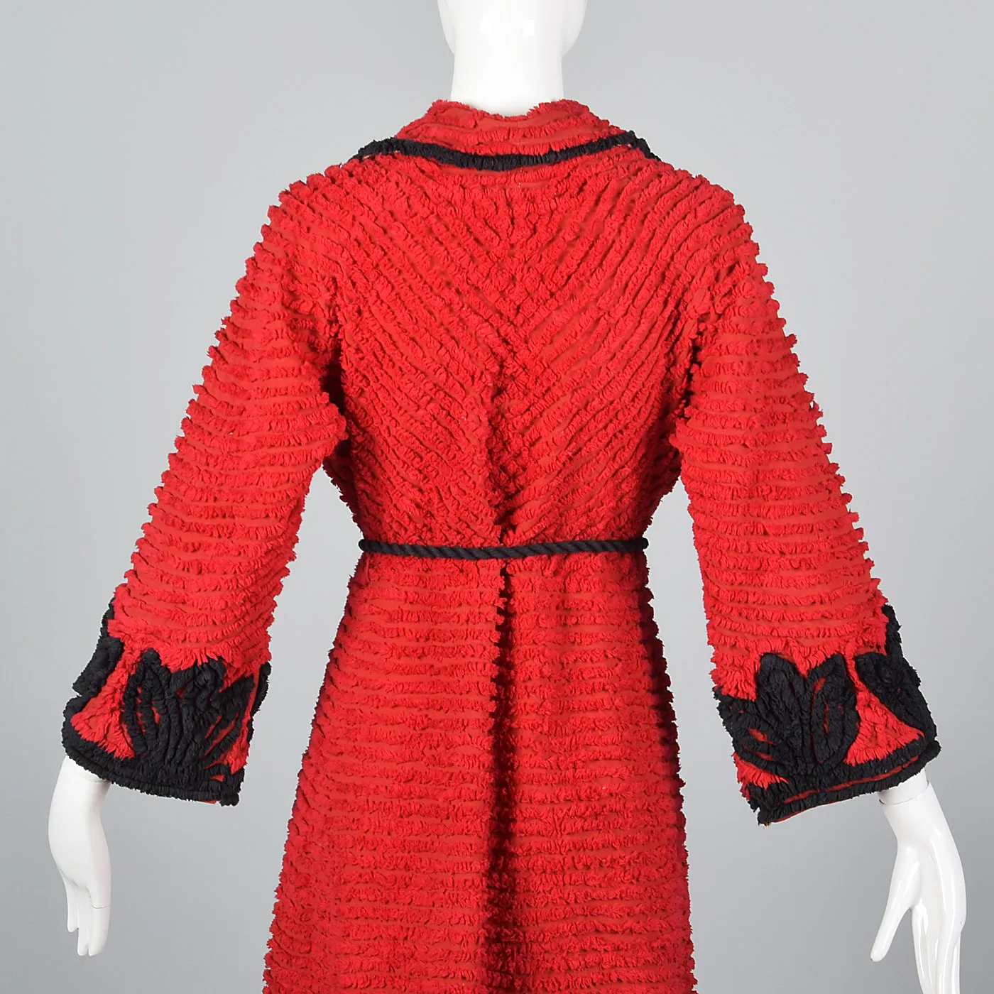 1930s Red and Black Chenille Robe
