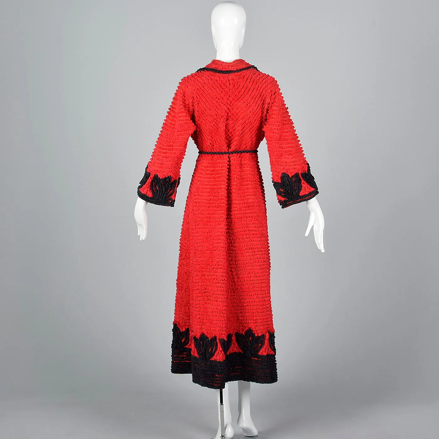 1930s Red and Black Chenille Robe