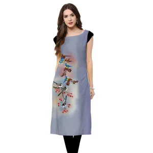 Beautiful Light Blue Colored Casual Printed Rayon Kurti