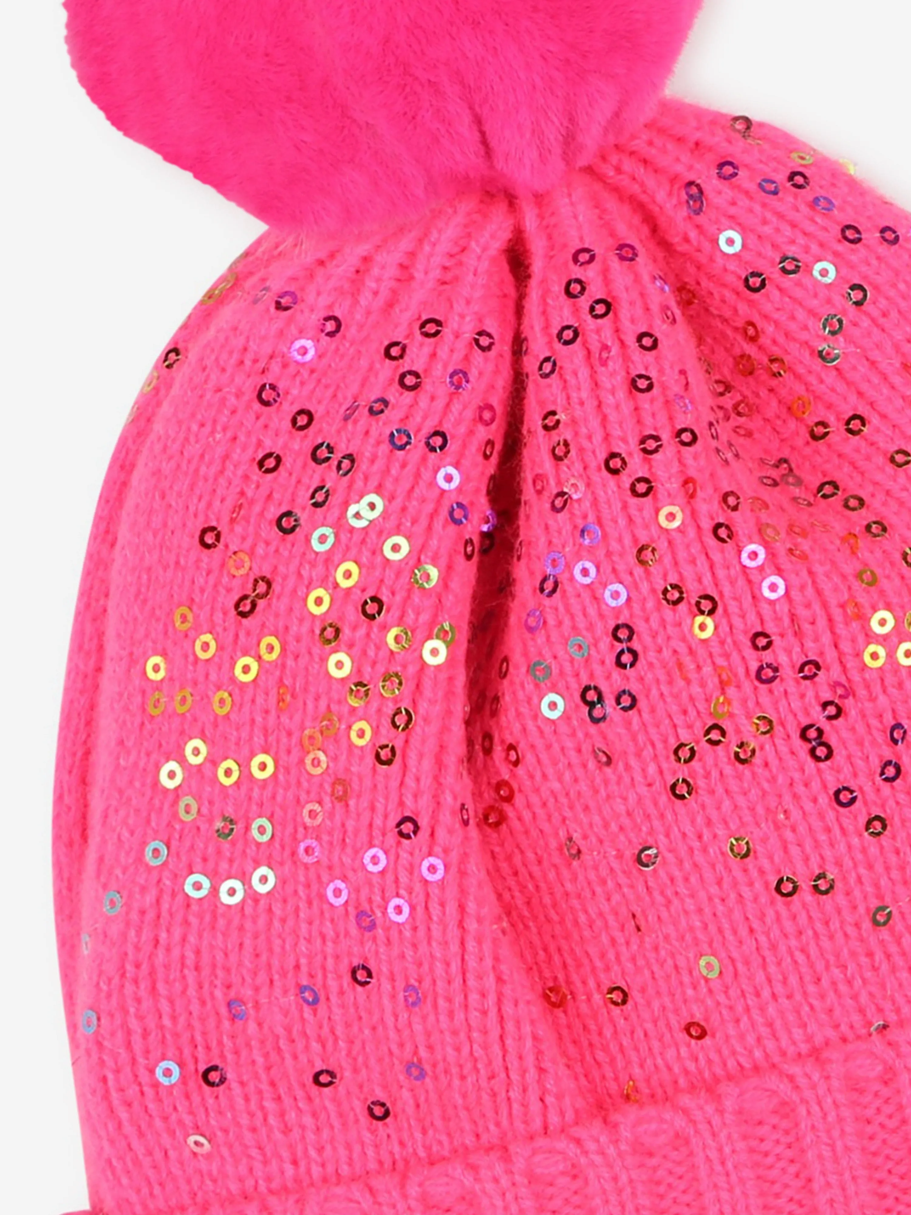 Billieblush Girls Sequin Bobble Hat in Pink