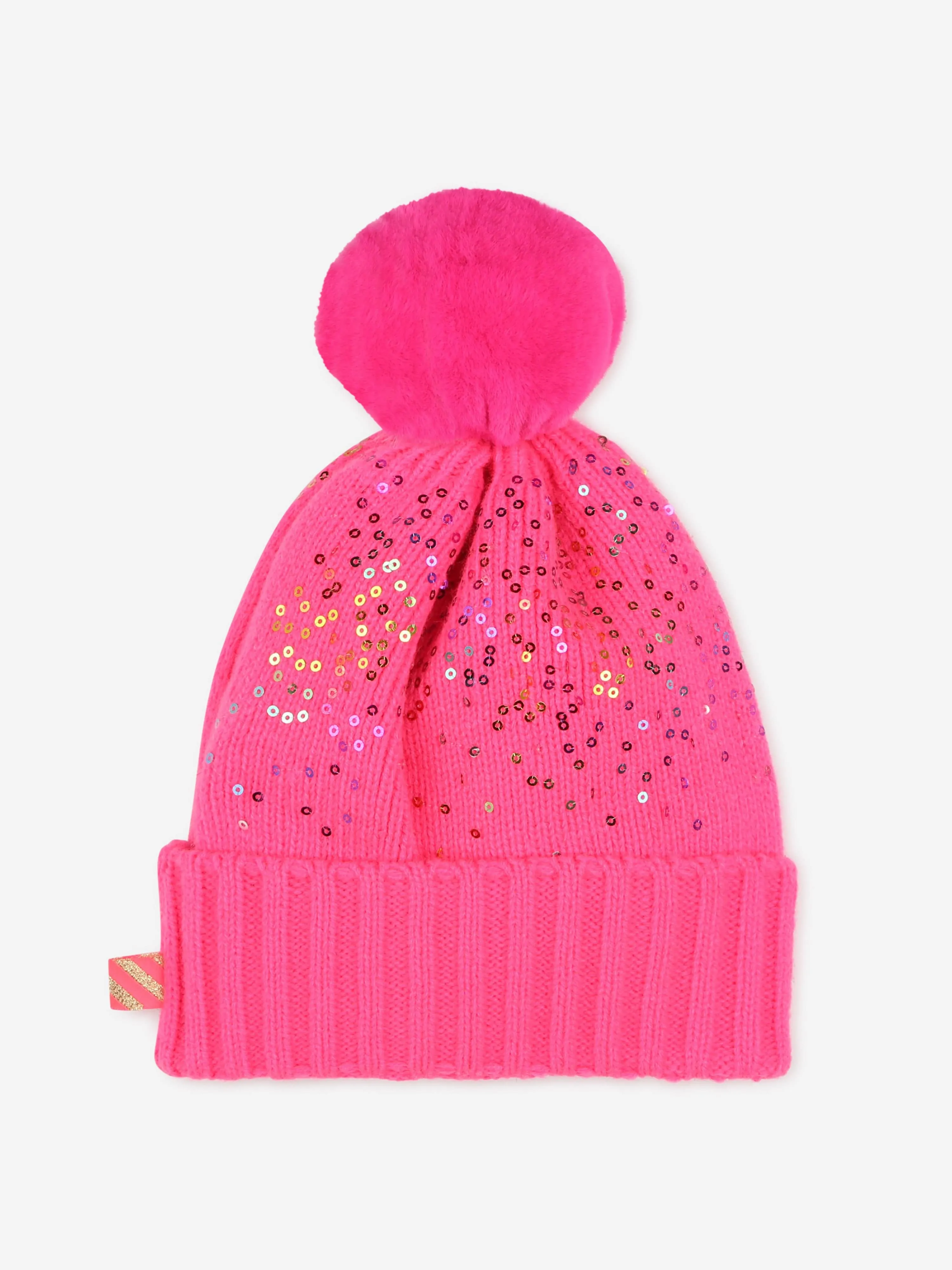 Billieblush Girls Sequin Bobble Hat in Pink