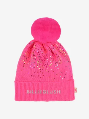 Billieblush Girls Sequin Bobble Hat in Pink