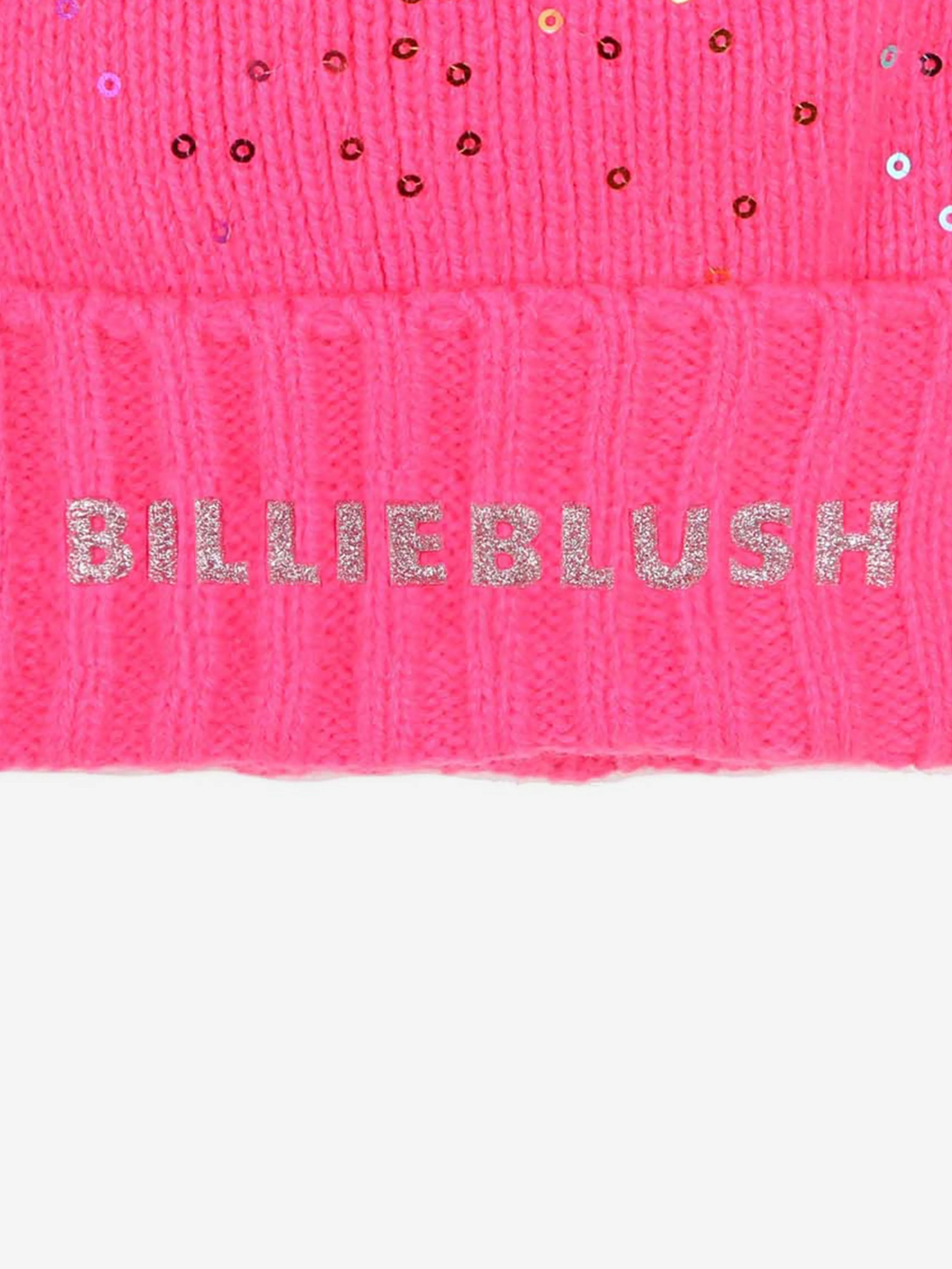 Billieblush Girls Sequin Bobble Hat in Pink