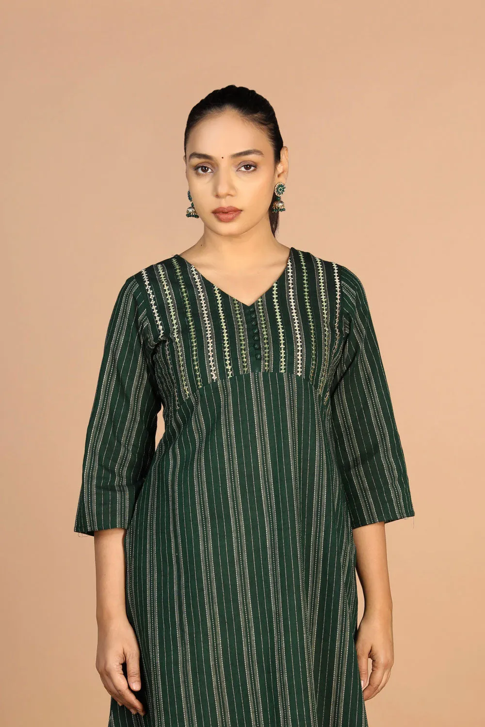 Bottle Green Cotton Kurti