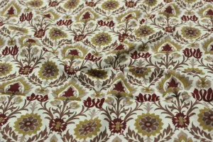Brown Printed Cotton Cambric Fabric