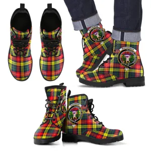 Buchanan Modern Tartan Clan Badge Leather Boots