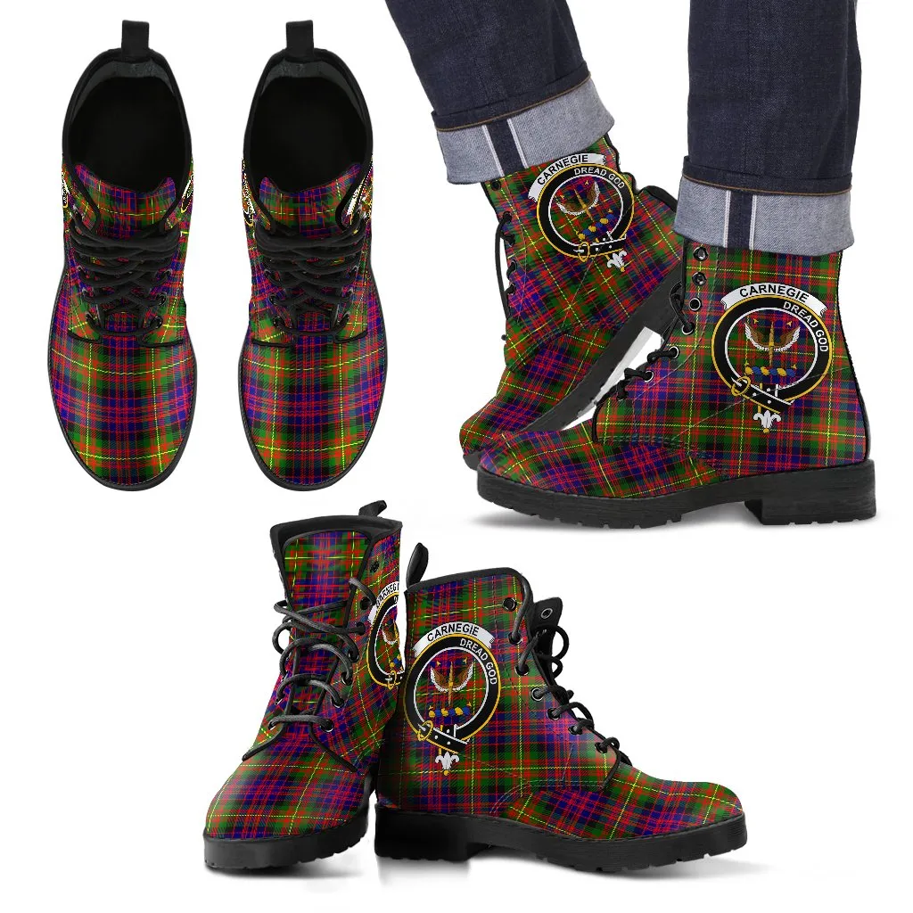Carnegie Modern Tartan Clan Badge Leather Boots