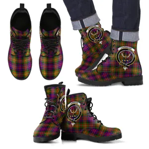 Carnegie Modern Tartan Clan Badge Leather Boots