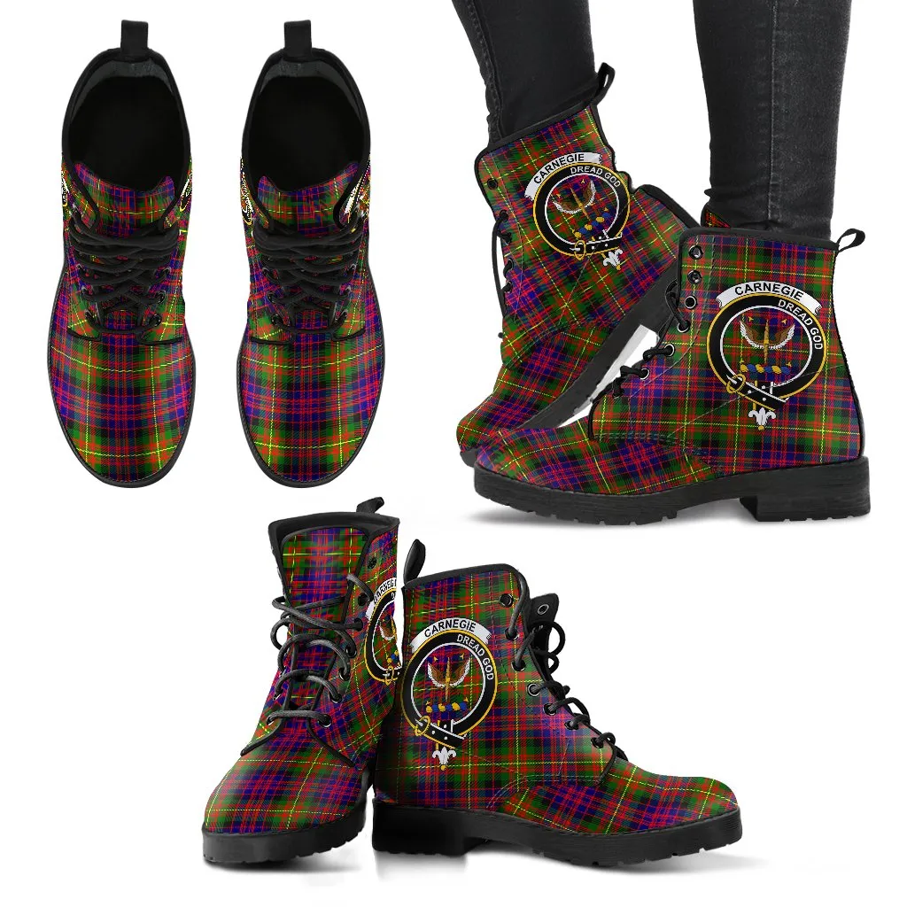 Carnegie Modern Tartan Clan Badge Leather Boots
