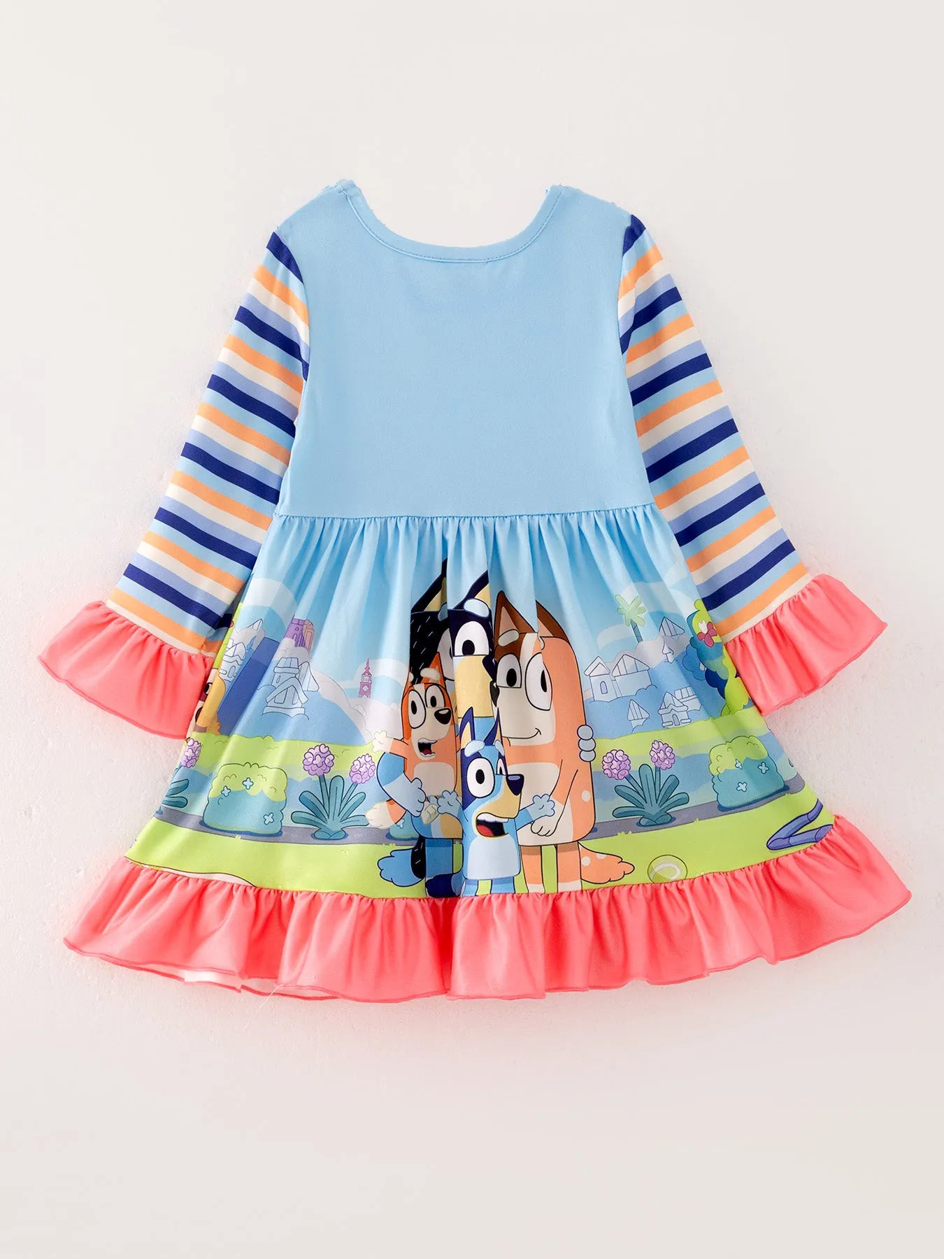 Cartoon Long Sleeve Girls Milk Silk Dress