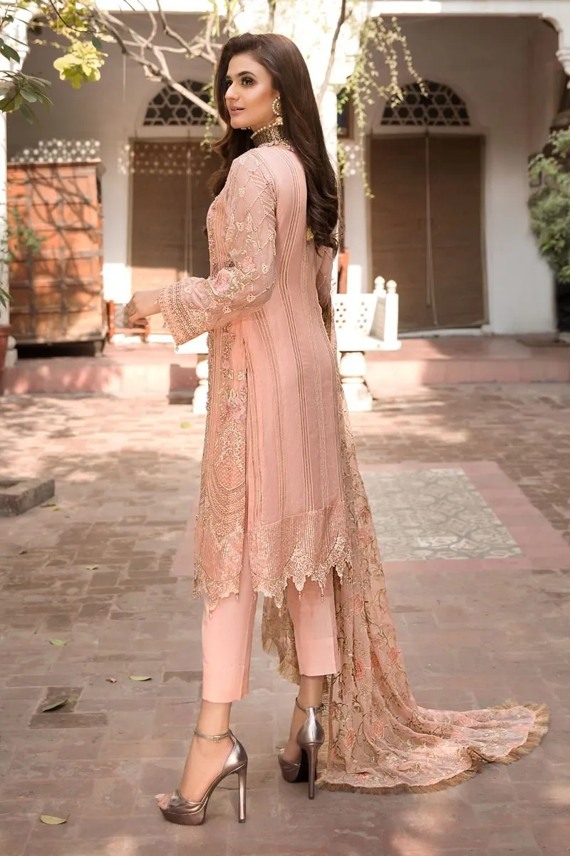 Chiffon Party Dress with Embroidery in Peach Color #M0036