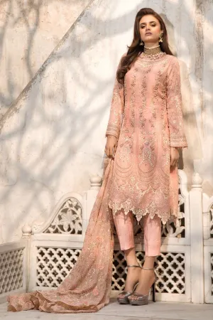 Chiffon Party Dress with Embroidery in Peach Color #M0036