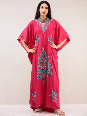 Coral Aari Embroidered Kashmere Free Size Kaftan  - K12K035