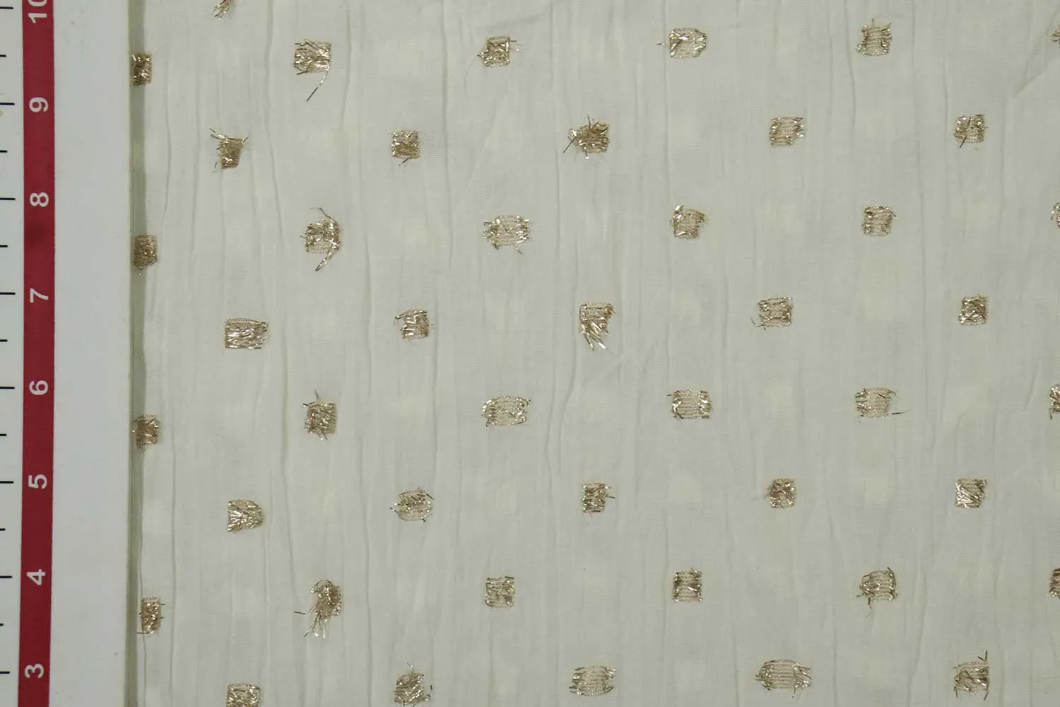 Cream Motifs Cotton Crepe Buta Lurex Fabric