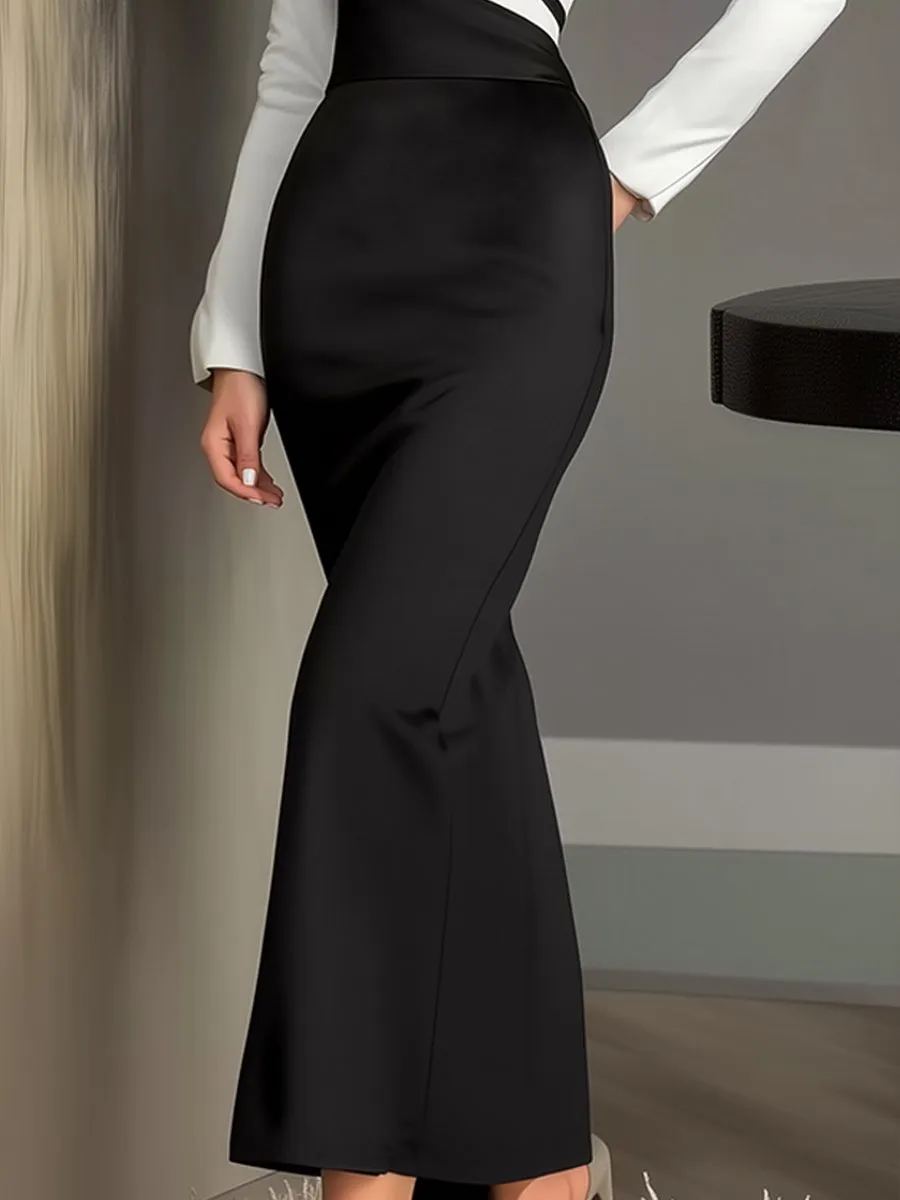 Elegant Black and White Asymmetrical Dress