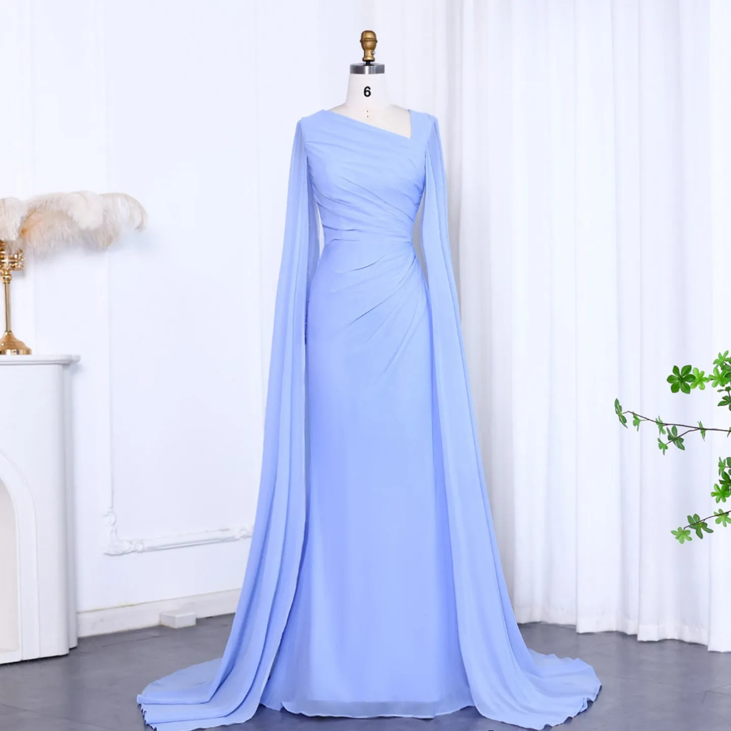 Elegant Green Long Sleeve Evening Dress SF051