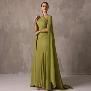 Elegant Green Long Sleeve Evening Dress SF051
