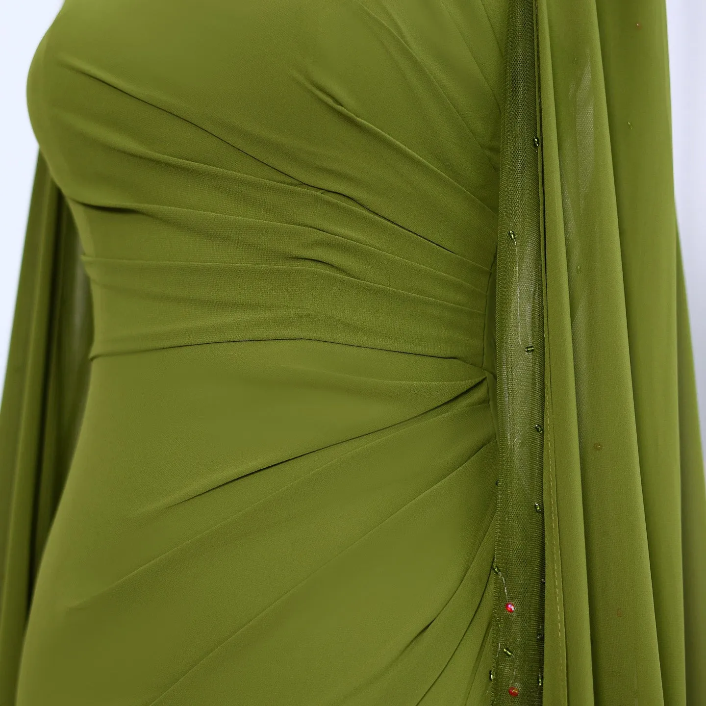 Elegant Green Long Sleeve Evening Dress SF051