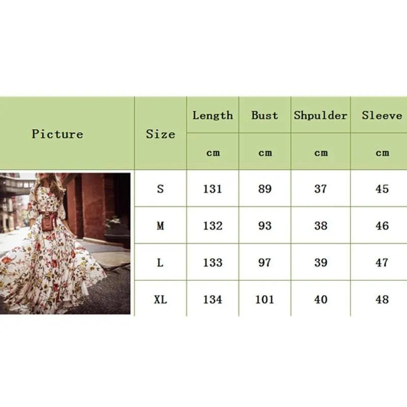 FashionSierra - Women's Boho Maxi Dress Floral Summer Beach Party Long Sundress Fashion Ladies Casual Daily Half Sleeve Dress Clothes
