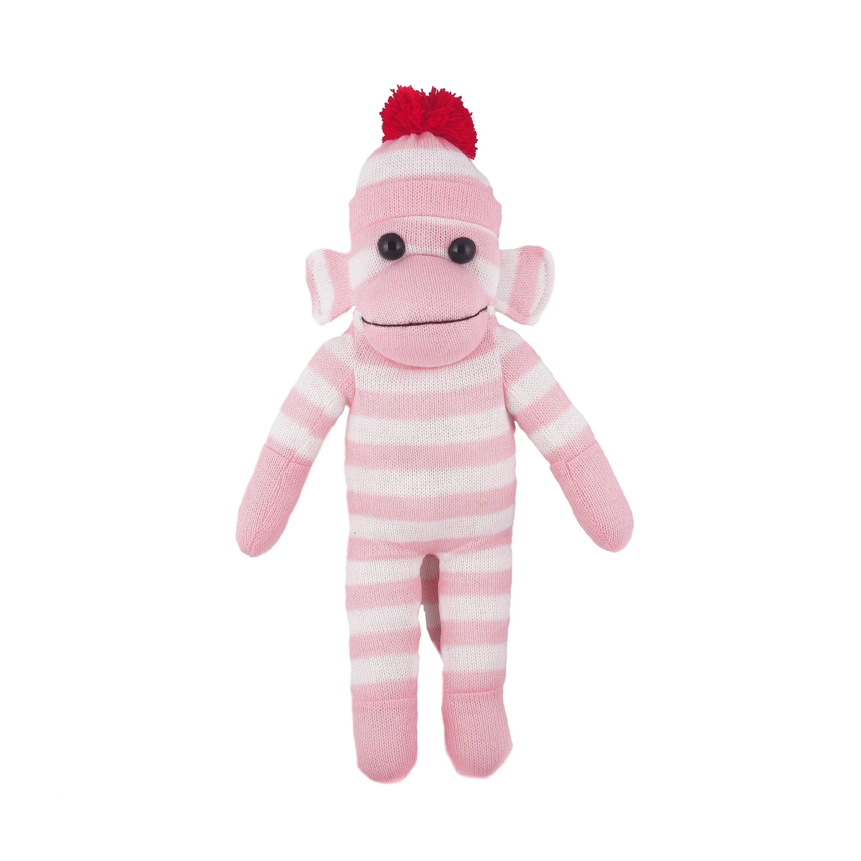 Floppy Sock Monkey Pink 8"