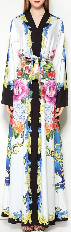 Floral & Vase Printed Robe-Dress