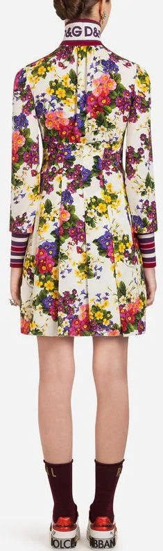 Floral-Printed Logo-Neck Mini Dress