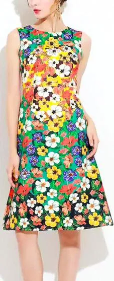 Floral Printed Multicolored Dress