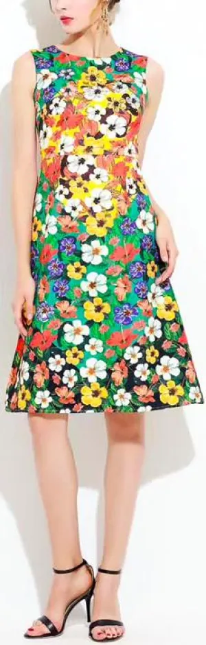 Floral Printed Multicolored Dress