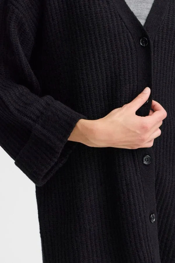Fransa Wide Sleeve Cardigan Black