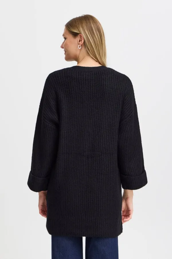 Fransa Wide Sleeve Cardigan Black