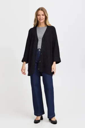 Fransa Wide Sleeve Cardigan Black
