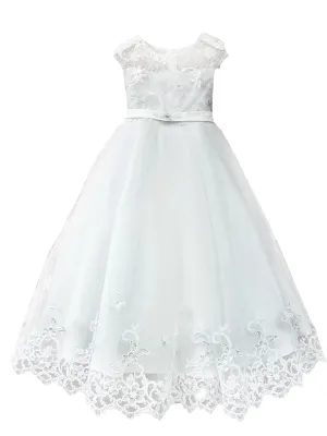 Girls Multi Colors Floral Embroidered Special Occasion Dress 2-16