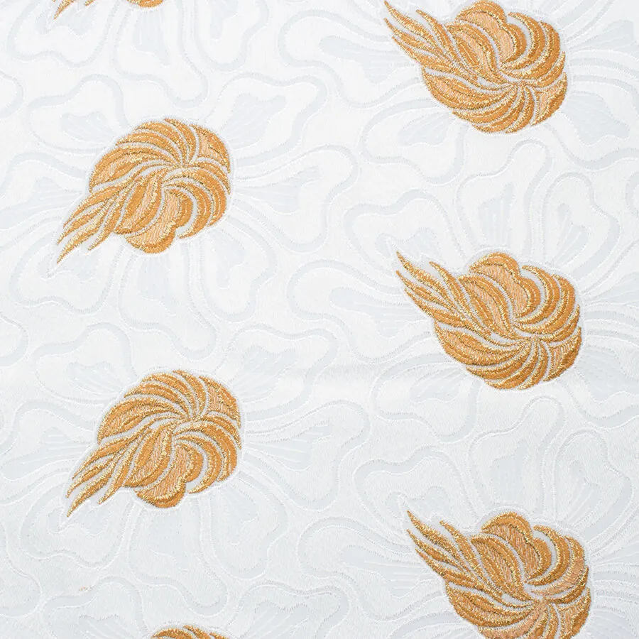 Gold Metallic Floral Embroidered Cotton
