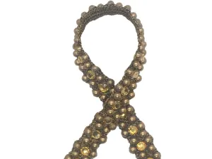 Golden Brown Fancy Circular Stone Work Embroidered Border