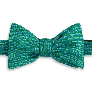 Green and Blue Trumpet Printed Silk Bow Tie