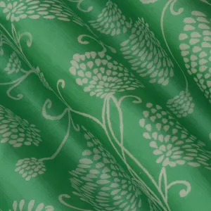 Green Color Kora Silk Print Fabric