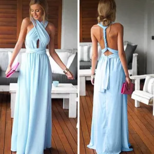 Infinite Sky Blue Long Sexy Convertible Bridesmaid Dresses