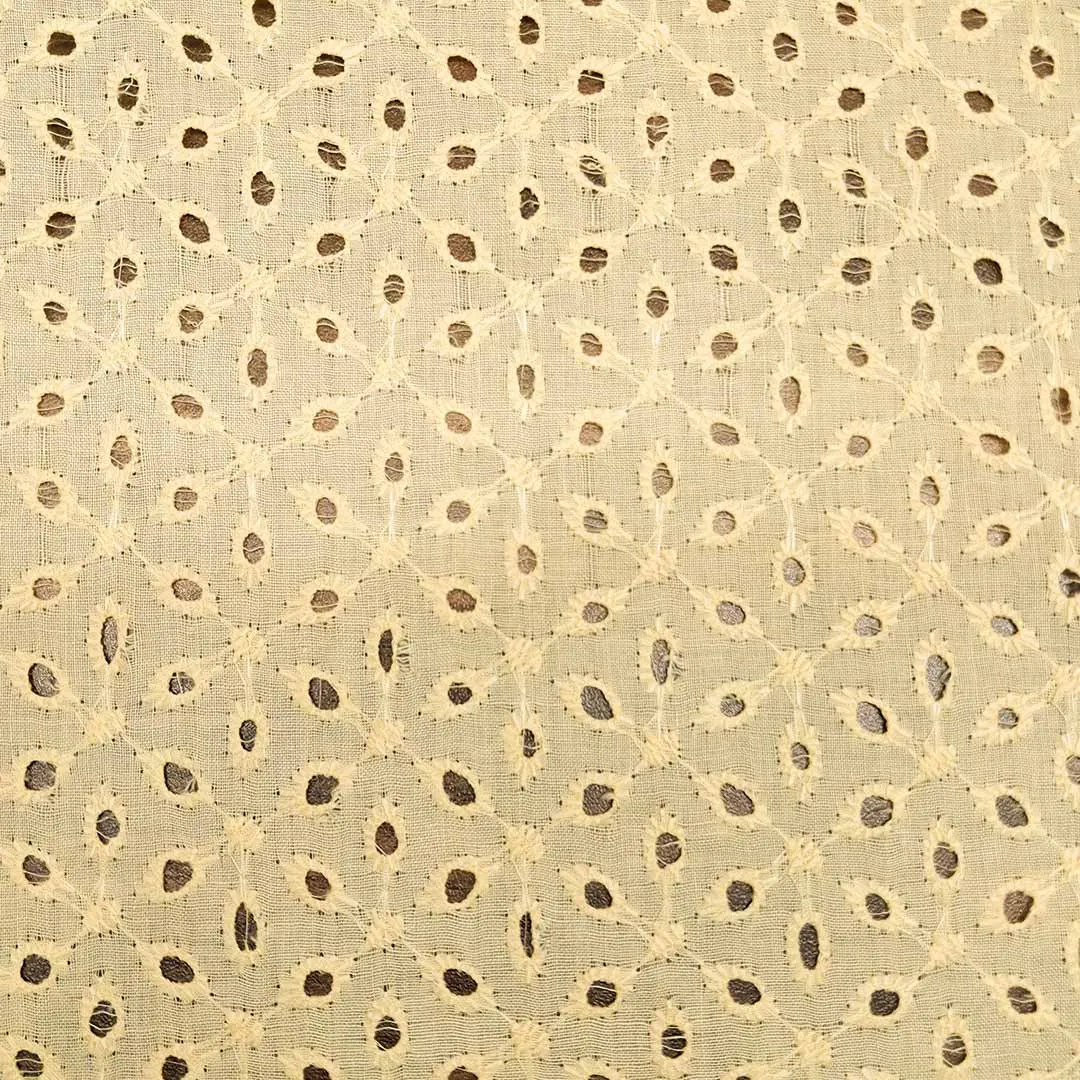 Lemon Motifs Premium Embroidered Cotton Hakoba Fabric