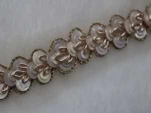 Light Golden White Sequins Handwork Embroidered Border