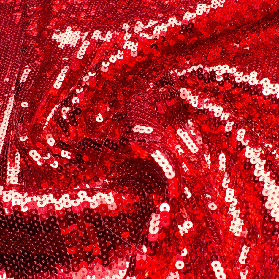 Lipstick Red Sequinned Stretch Tulle