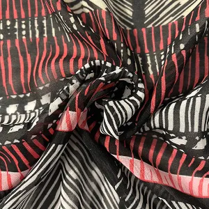 Pink Multi Stripe Print Chiffon Fabric
