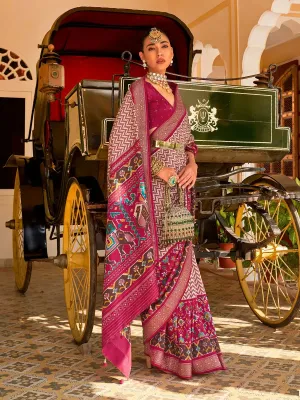 Pleasing Pink Silk Saree with Designer Hathi Pallu
