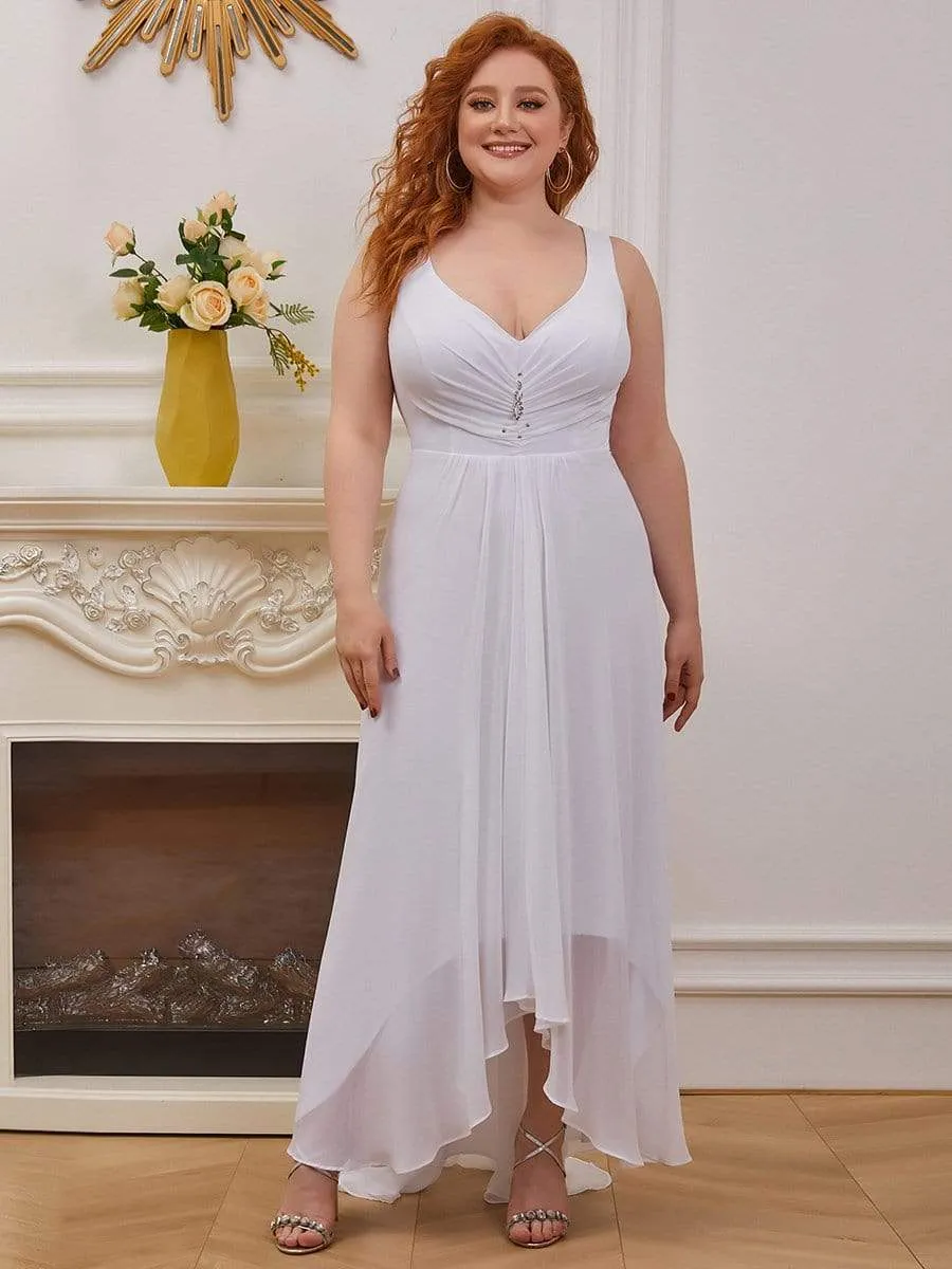 Plus Size V-Neck High-Low Evening Party Dress