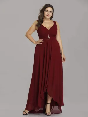 Plus Size V-Neck High-Low Evening Party Dress