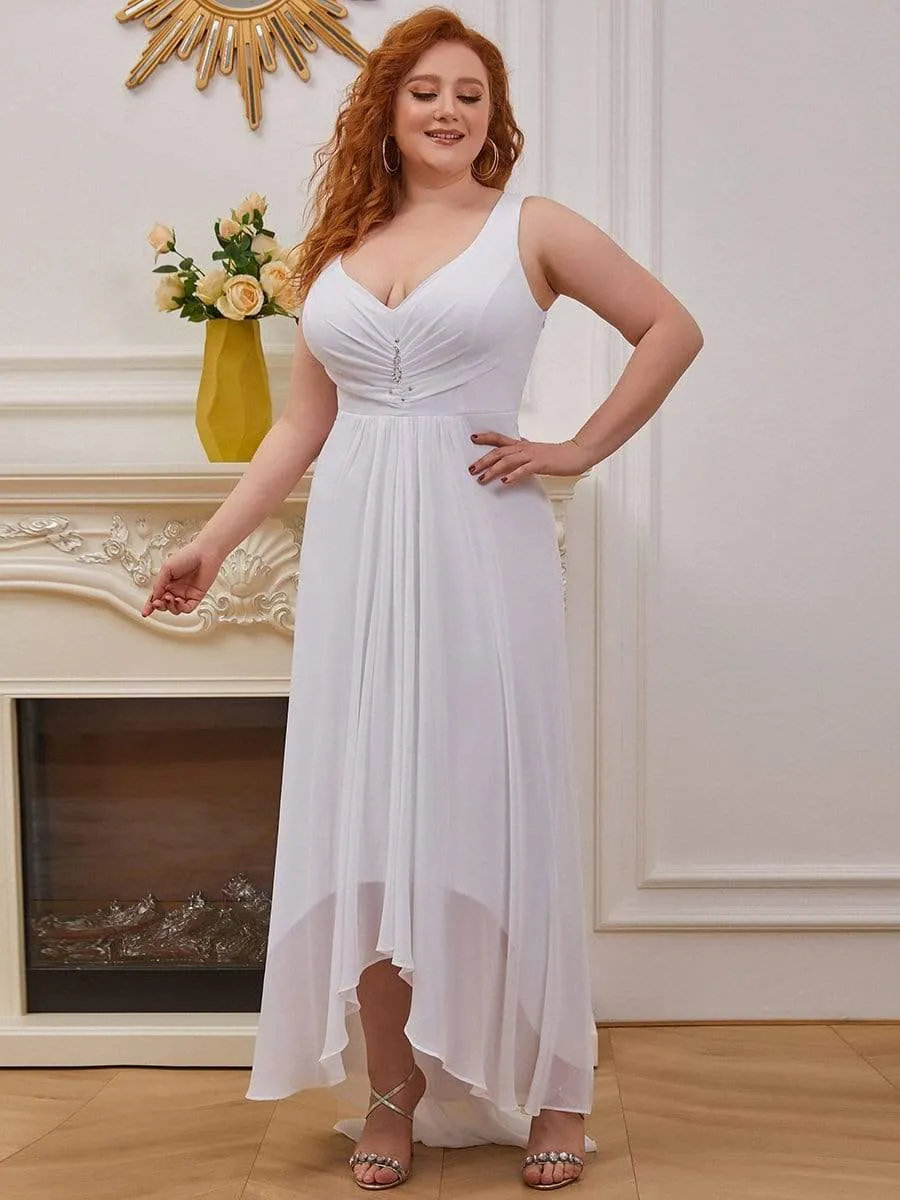Plus Size V-Neck High-Low Evening Party Dress