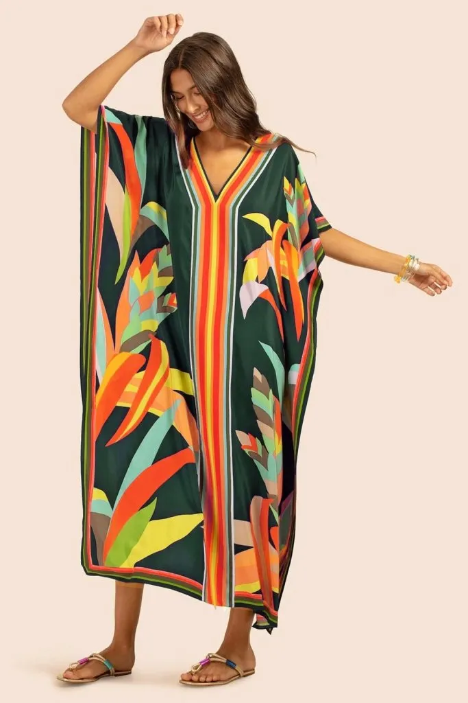 Plus Size V Neck Summer maxi Kaftan Dress