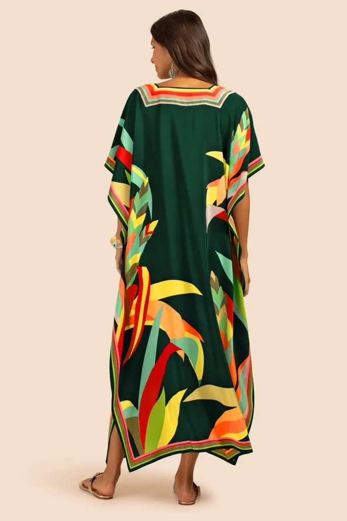 Plus Size V Neck Summer maxi Kaftan Dress